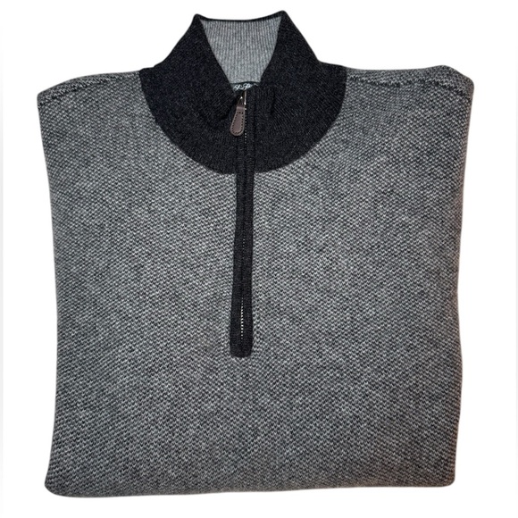 Saks Fifth Avenue Men’s Cashmere Quarter Zip Sweater Charcoal Size M - Picture 3 of 12